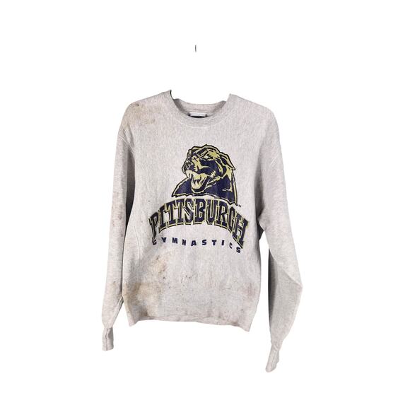Vintage Distressed Pitt Panthers Gymnastics Crewneck, men's medium - Picture 1 of 3